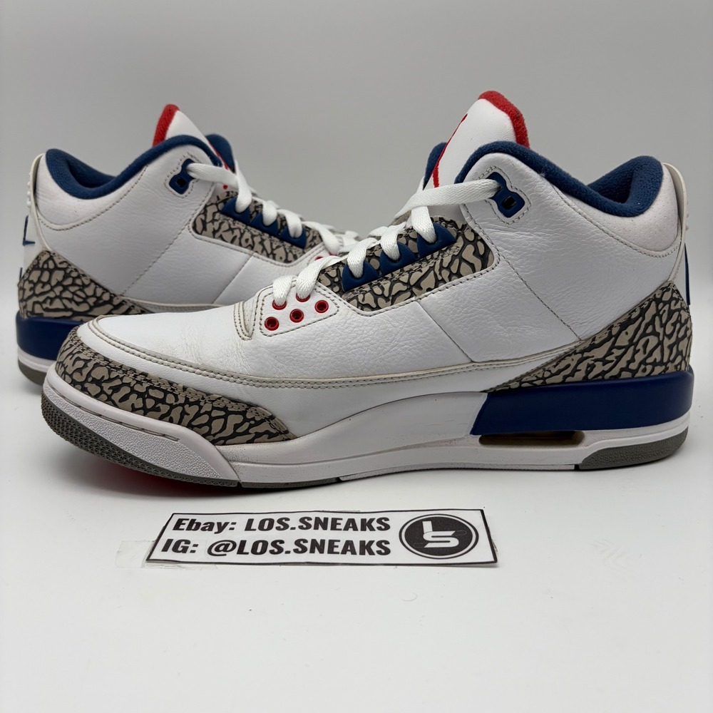 Air Jordan 3 Retro True Blue 2016 White Blue Red 854262-106 Mens 11.5 - Picture 2 of 8